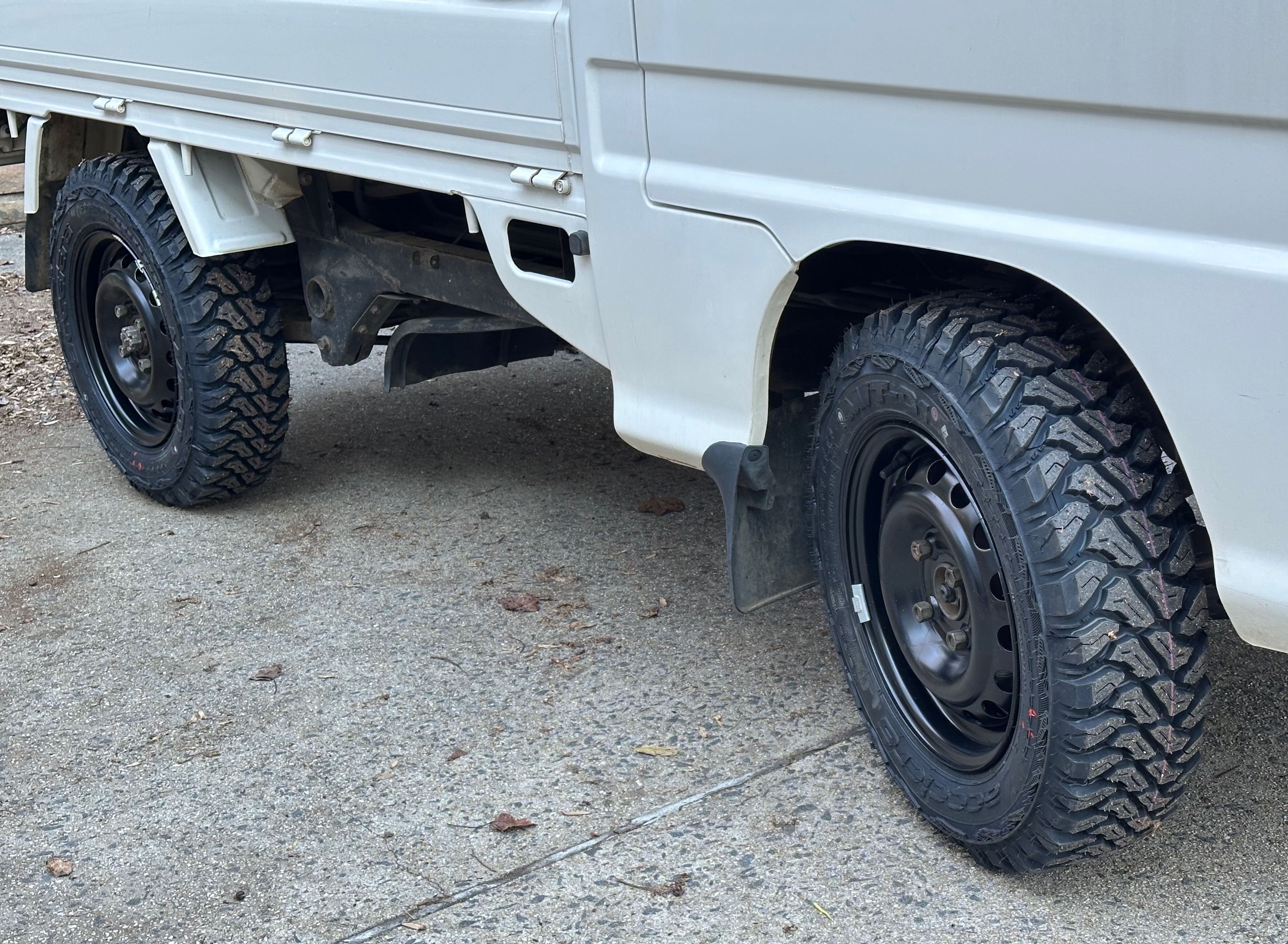 close up of tires on the truck